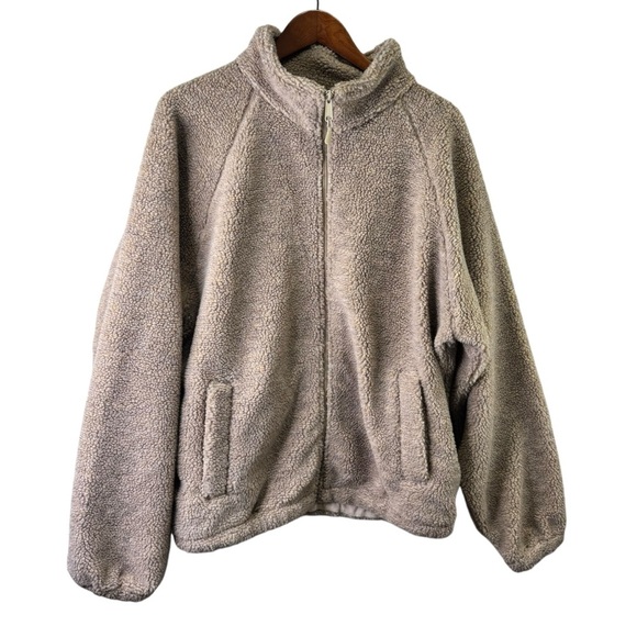 Urban Outfitters BDG Tan Teddy Sherpa Jacket Size Large Oversized - Picture 1 of 14